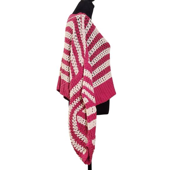 POL Pink and White Chenille Crocheted Sweater, Size Large - Picture 2 of 11